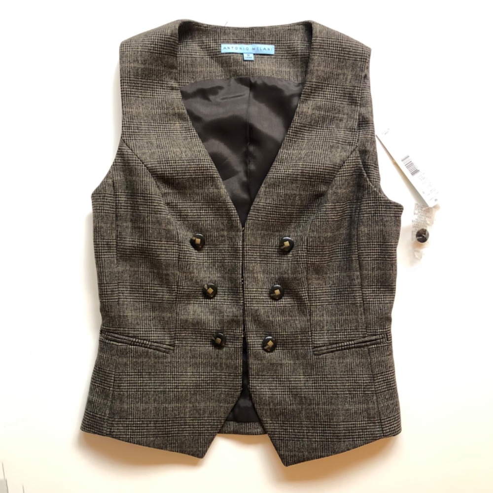 NWT Antonio Melani Glen Plaid Vest - Picture 11 of 16